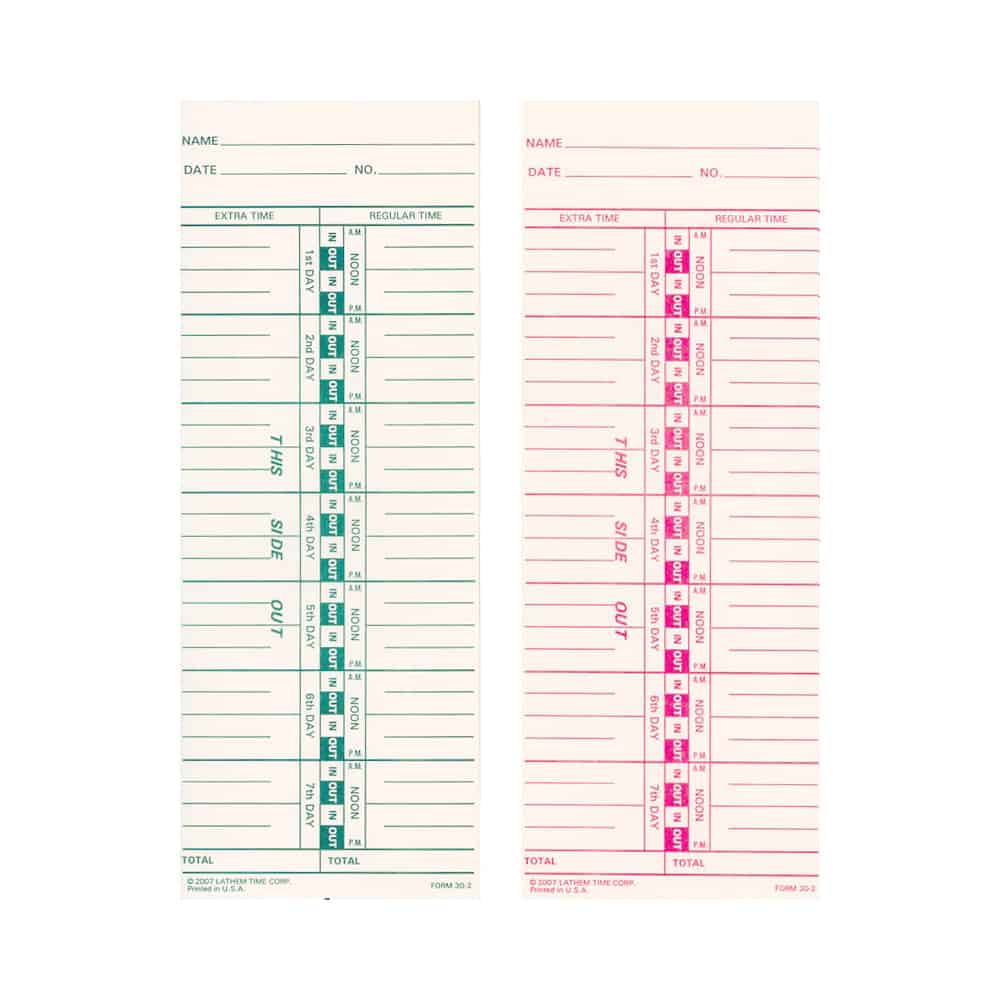 Lathem 302, Time Cards (Box of 1,000)