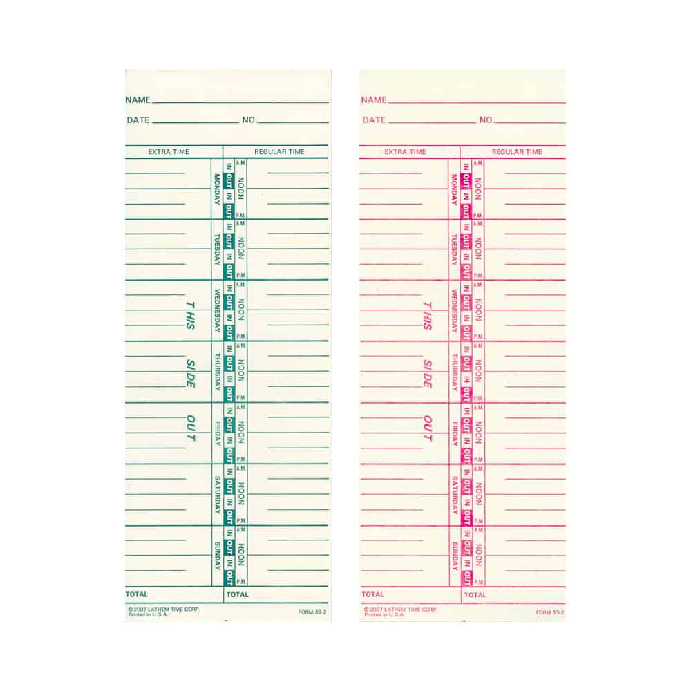 Lathem 332, Time Cards (Box of 1,000)