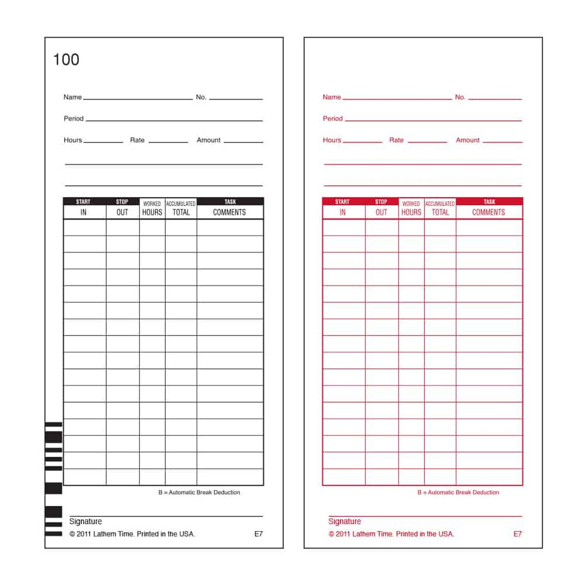 Lathem E7100 Time Cards (100 Pack)
