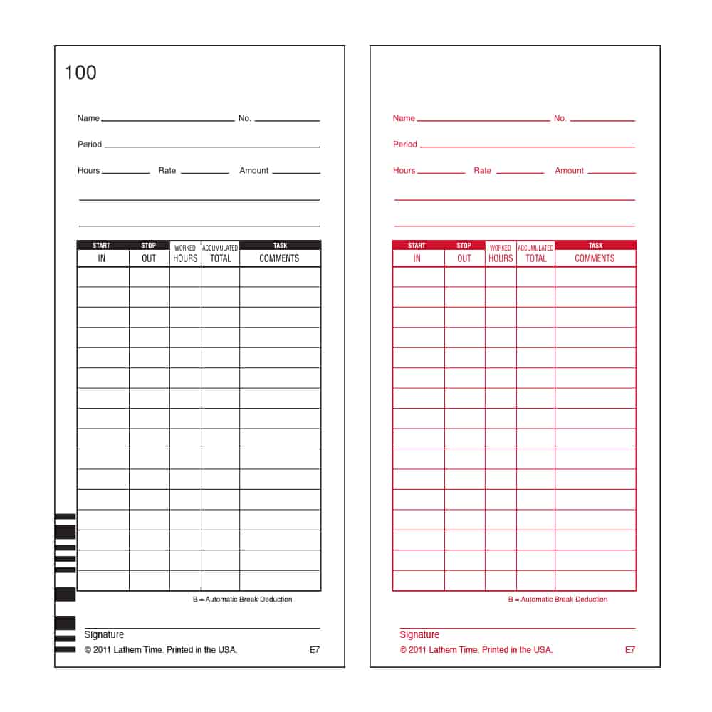 E8100 Weekly (Thermal Print) Time Cards (100 Pack)